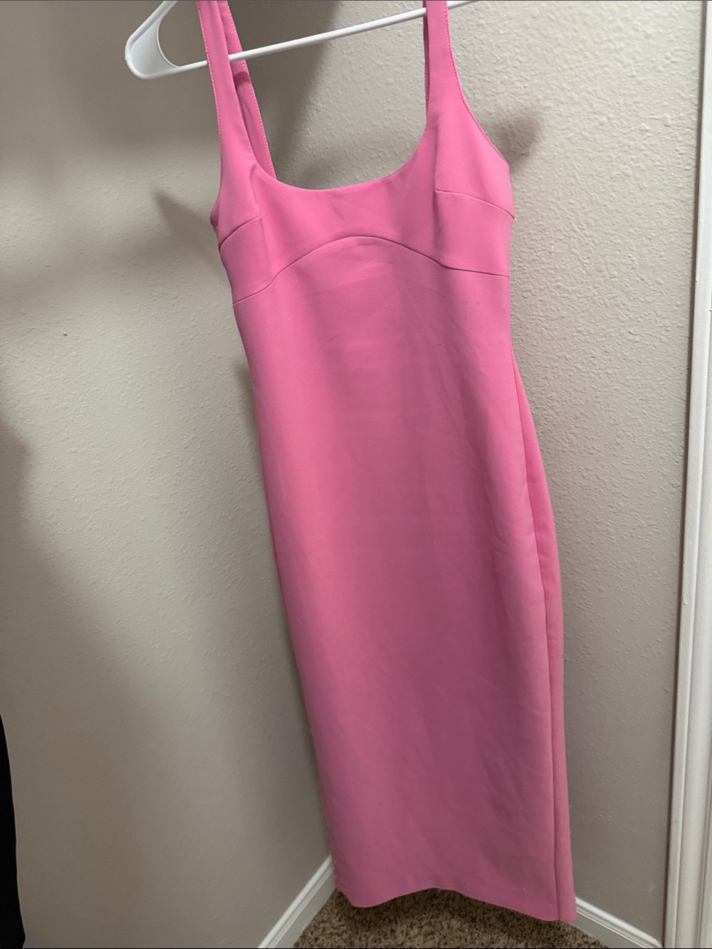 Zara Bubblegum Pink Scoop-Neck Midi Dress